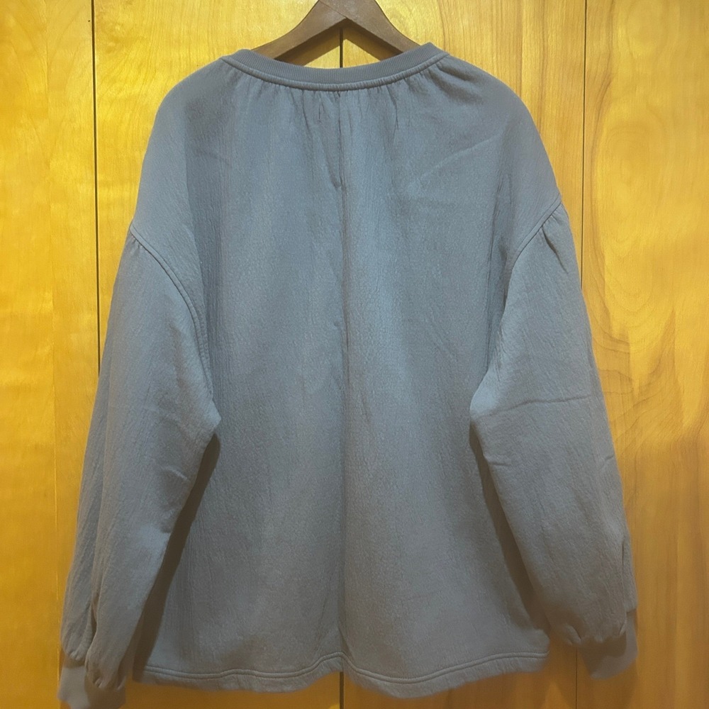 Aerie Sweatshirt Womens Large Oversized Gray Textured Tie Front Loungewear - Picture 4 of 9